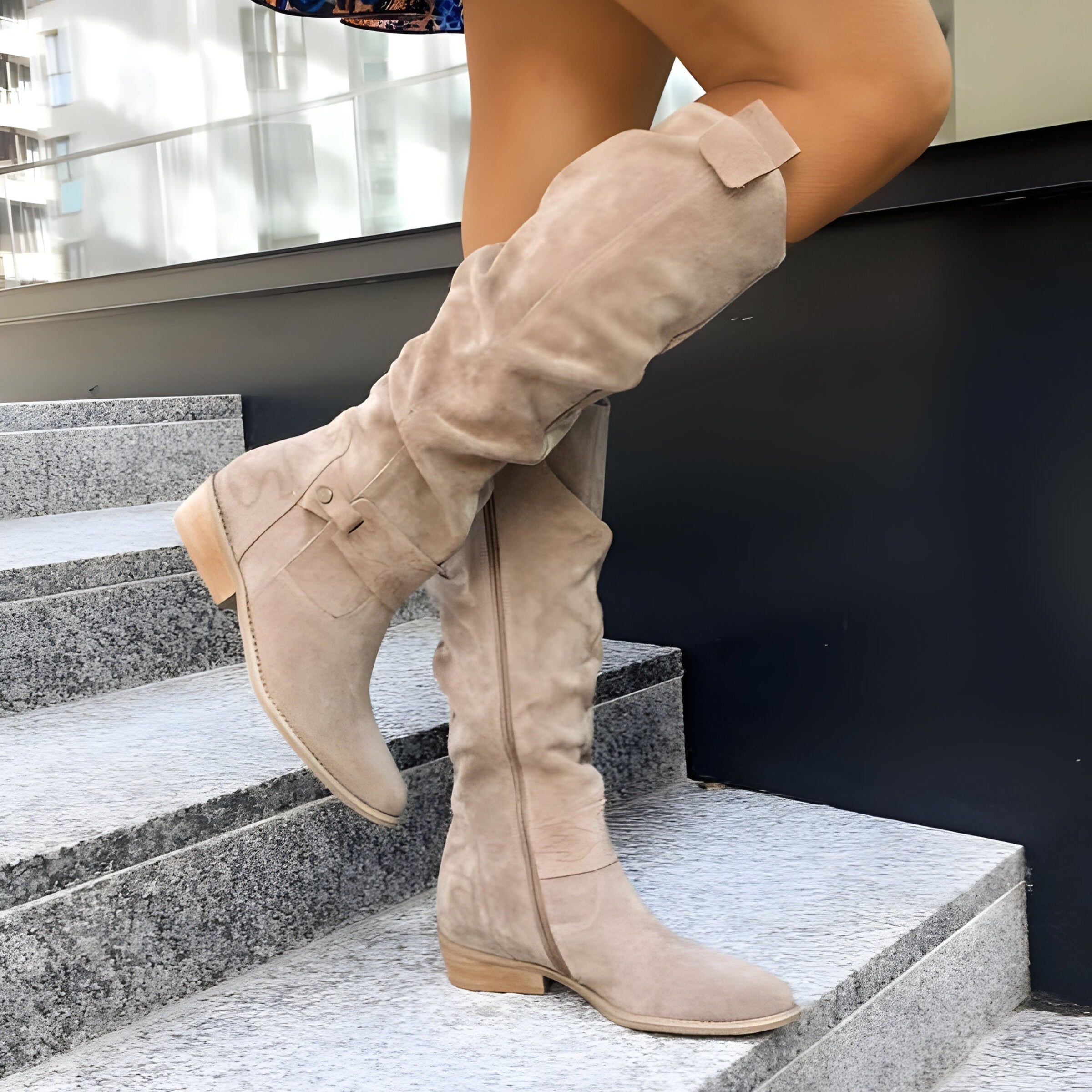 Damen - Kniehohe Stiefel - Weiches Leder - Bequeme Passform Stylische Schuhe