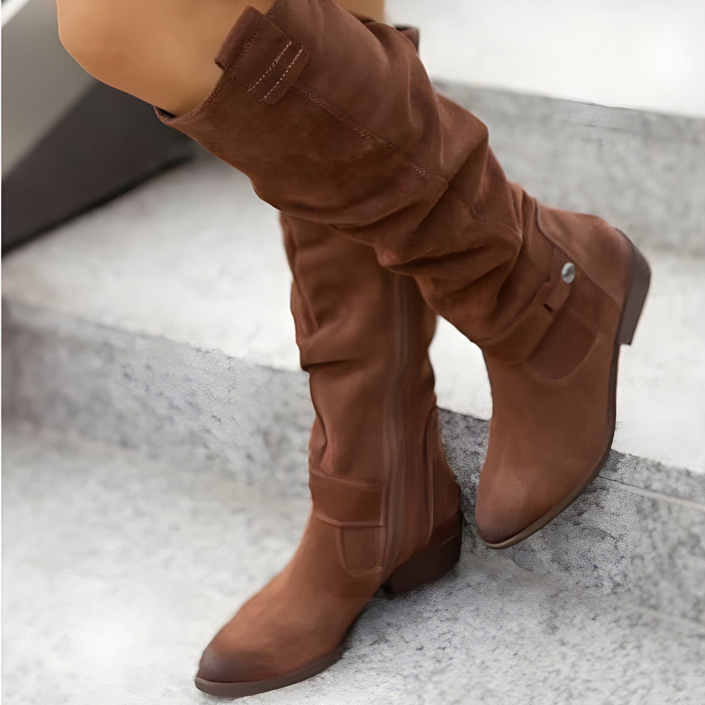 Damen - Kniehohe Stiefel - Weiches Leder - Bequeme Passform Stylische Schuhe