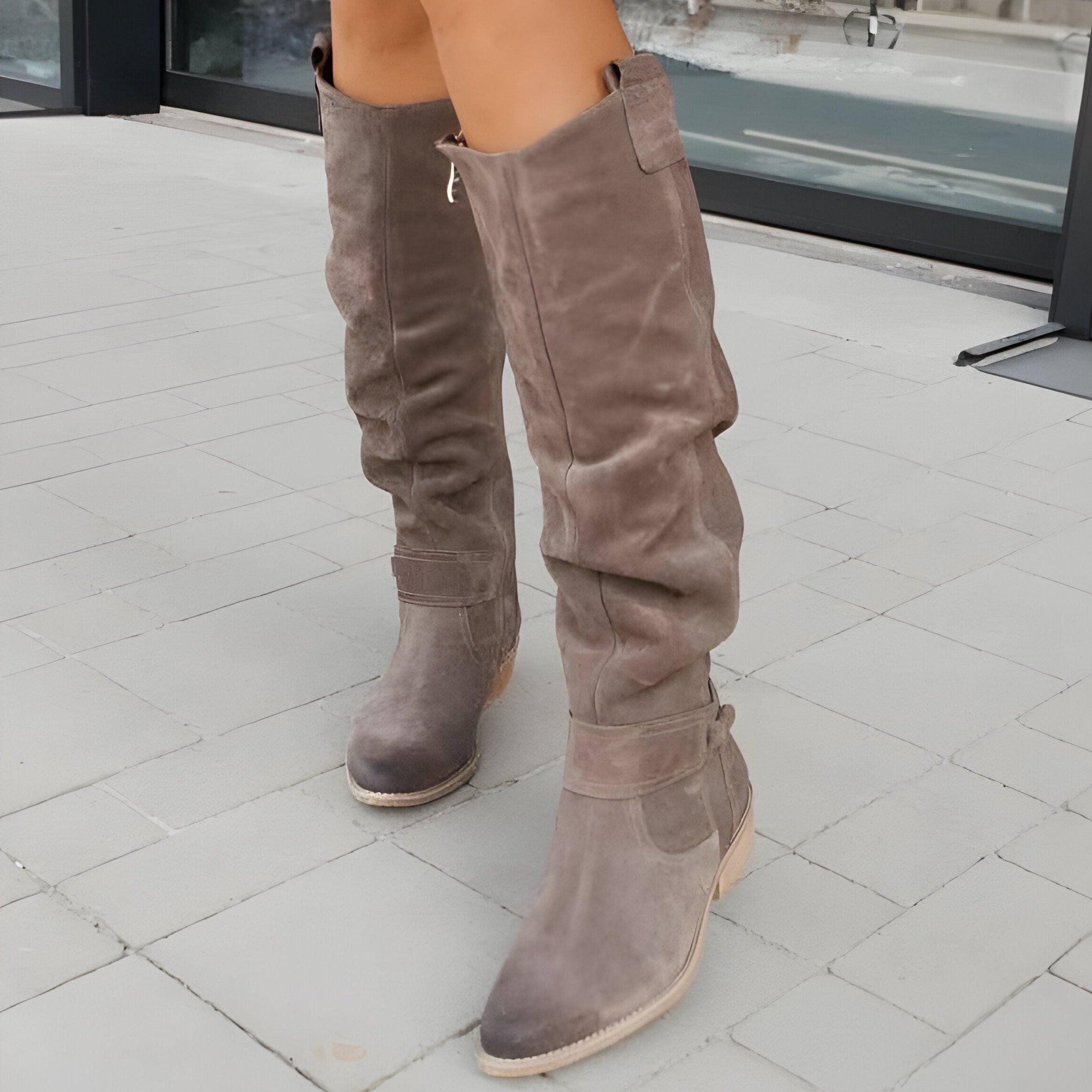 Damen - Kniehohe Stiefel - Weiches Leder - Bequeme Passform Stylische Schuhe