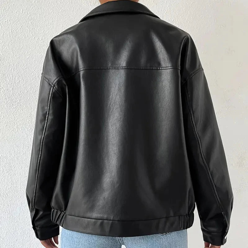 Damen - Jacke - Kunstleder - Stylisch & Vielseitig - Perfekt für jeden Anlass