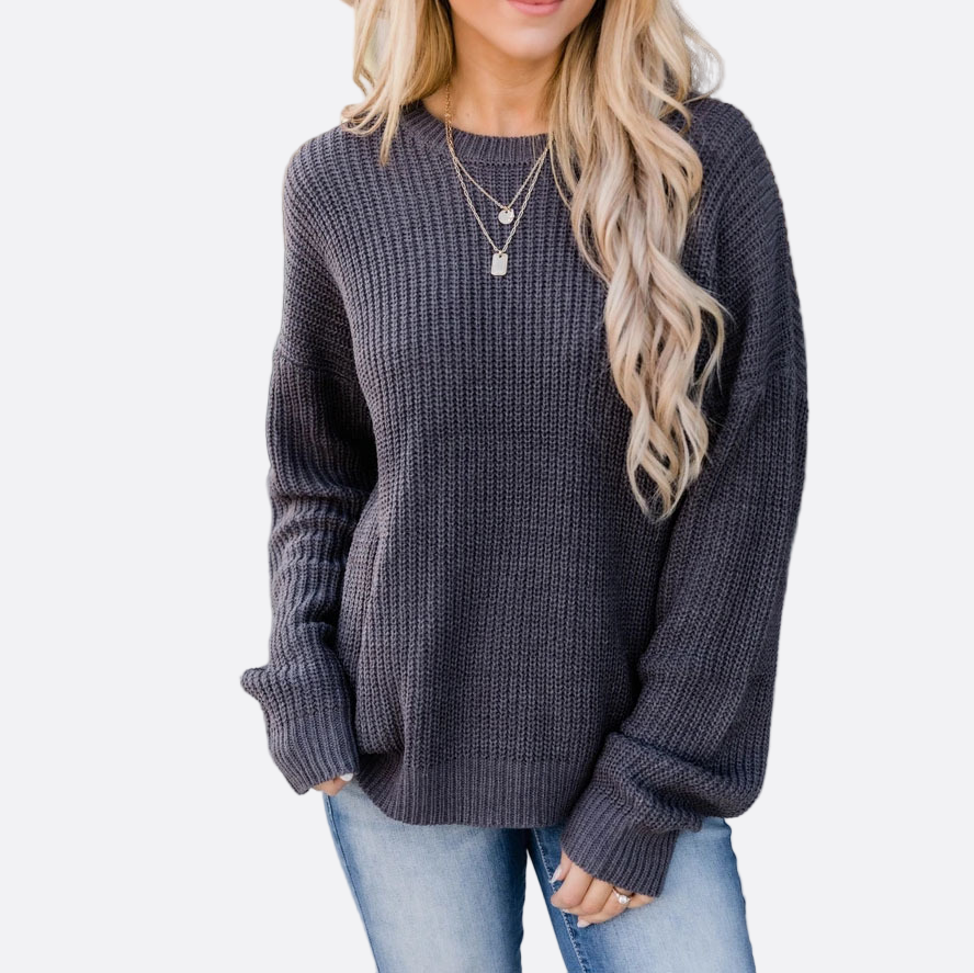 Damen - Pullover - Rundhalsausschnitt - Rippenstrick - Bequemer und stilvoller Strickpulli für jeden Anlass