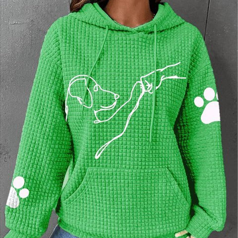 Damen - Kuscheliger Kapuzenpulli - Weicher Stoff - Süßem Hundedruck - Perfekt für gemütliche Tage