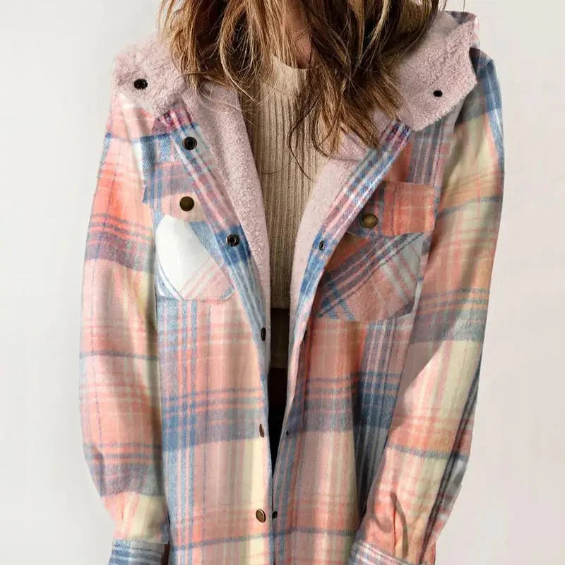 Damen - Karierte Winterjacke mit Kapuze - Langlebiges Material - Warmes Futter für kalte Tage - Stylisch und Bequem