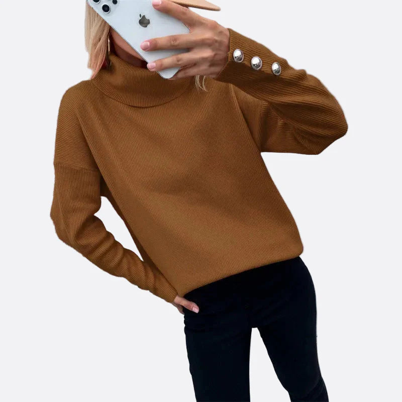 Damen - Gerippter Rollkragenpullover - Rippenstrick - Komfortable Übergröße - Stilvoll und Warm