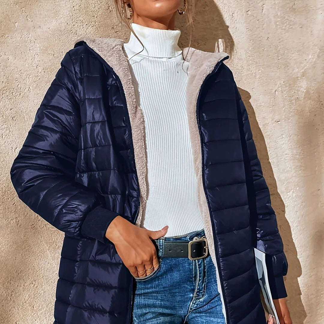 Damen - Longline Jacke - Gesteppte - Entspannte Passform - Stylische Winterjacke für jeden Anlass