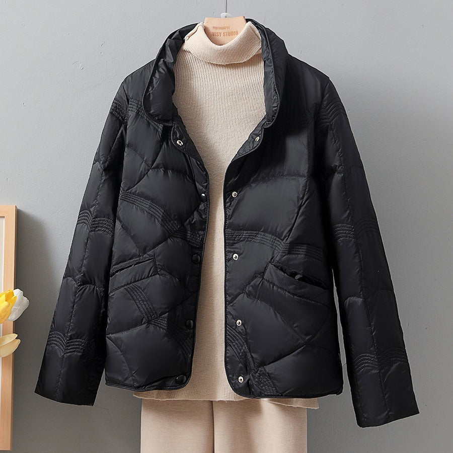 Damen - Leichter Daunenmantel - Gesteppter  - Hüftlänge - Komfortabel und Stilvoll für Jede Gelegenheit