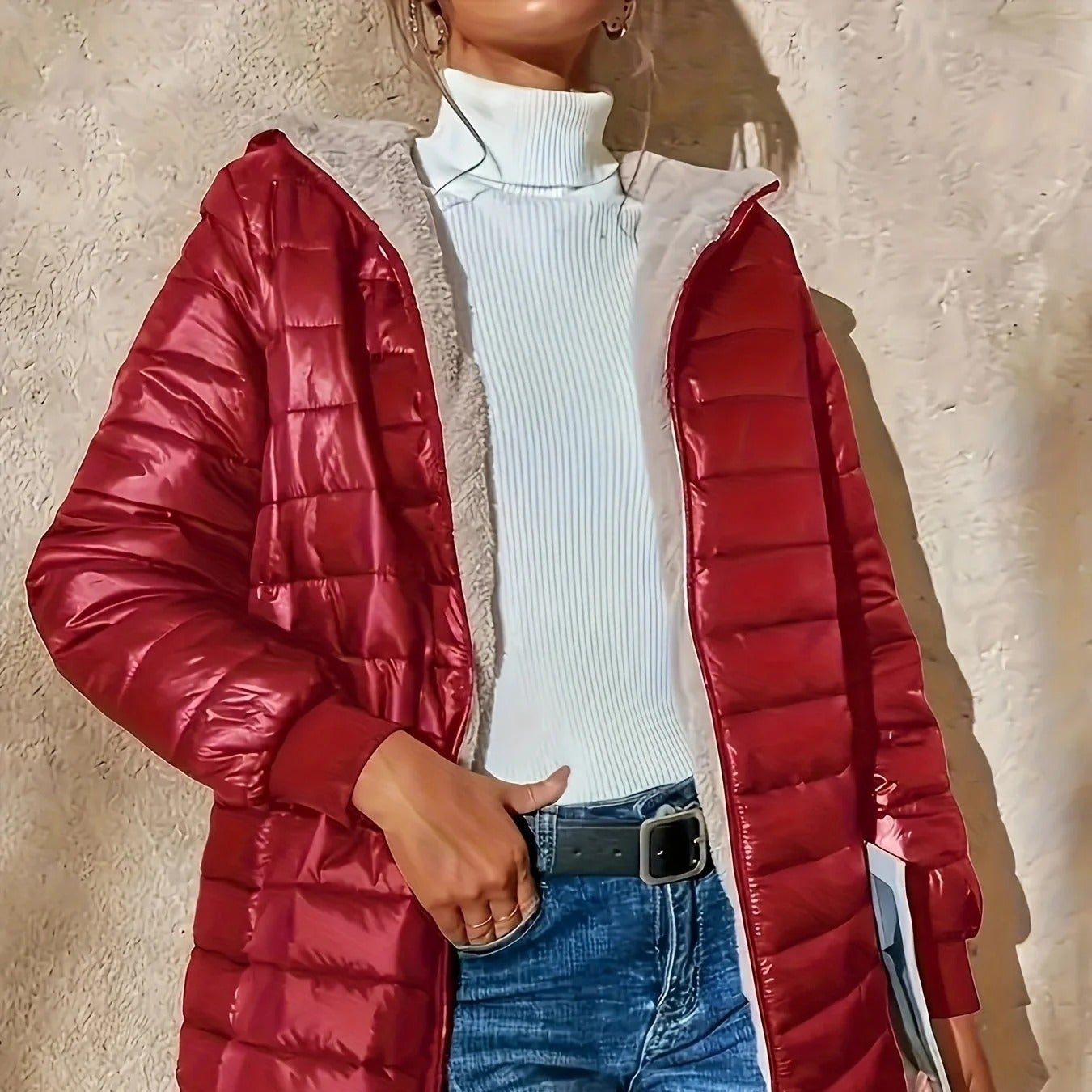 Damen - Longline Jacke - Gesteppte - Entspannte Passform - Stylische Winterjacke für jeden Anlass
