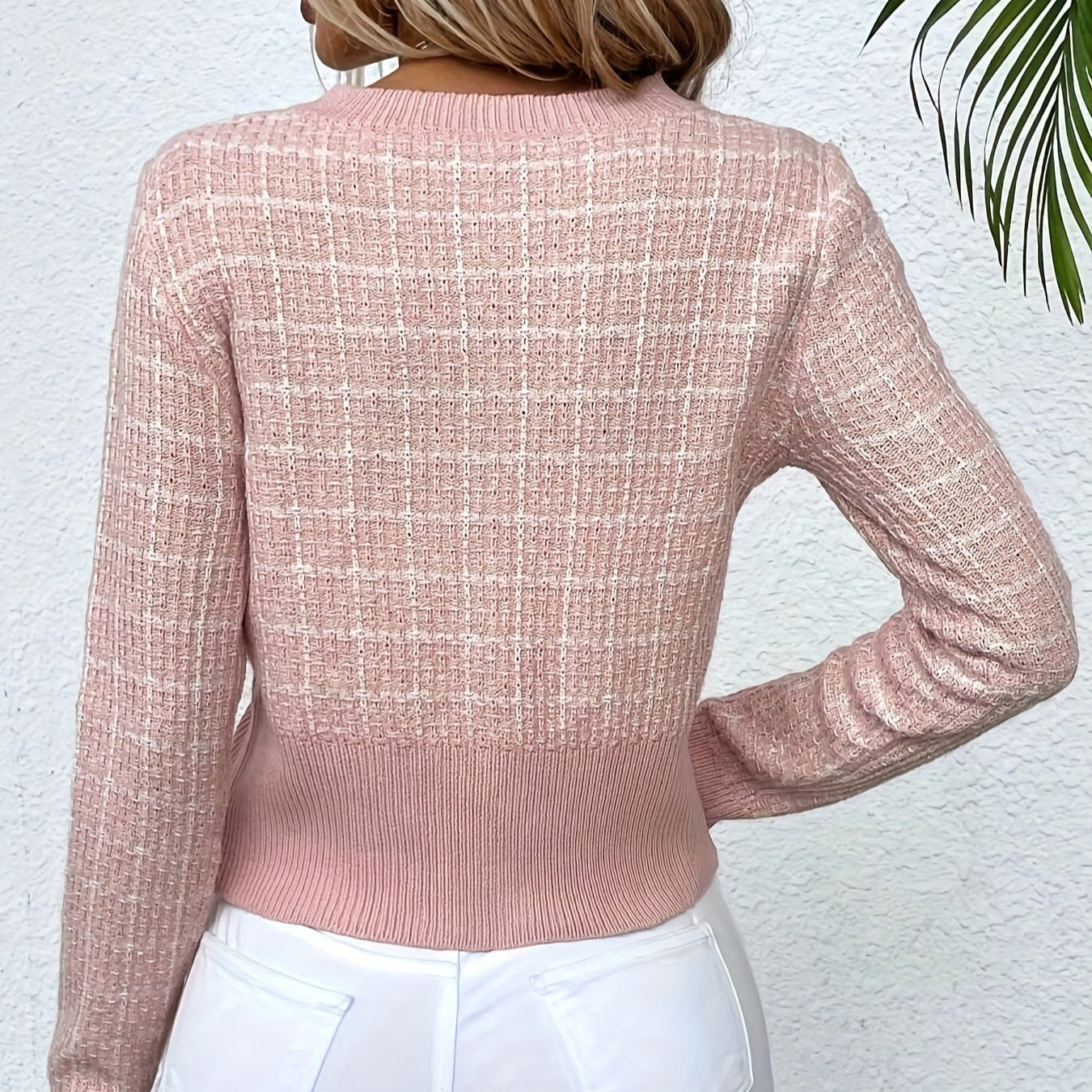 Damen - Karierte Strickjacke - Knopfverschluss - Modische Oberbekleidung für jeden Anlass