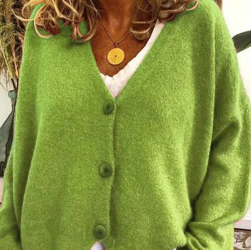 Damen - Strickjacke mit V-Ausschnitt - Knopfleiste - Stylisch und Warm für die kalte Jahreszeit