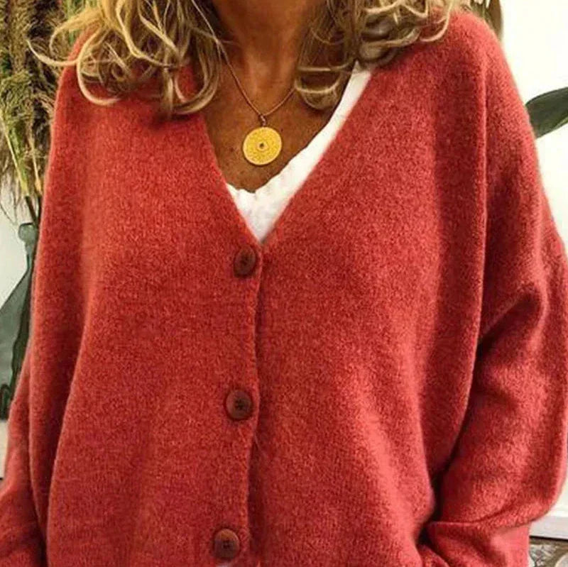 Damen - Strickjacke mit V-Ausschnitt - Knopfleiste - Stylisch und Warm für die kalte Jahreszeit