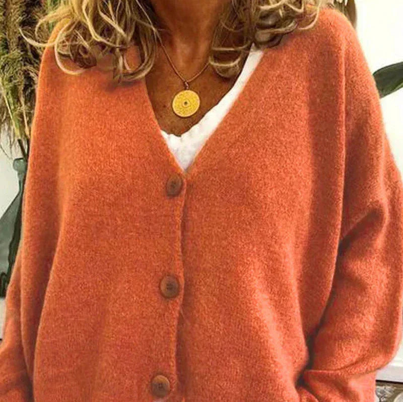 Damen - Strickjacke mit V-Ausschnitt - Knopfleiste - Stylisch und Warm für die kalte Jahreszeit
