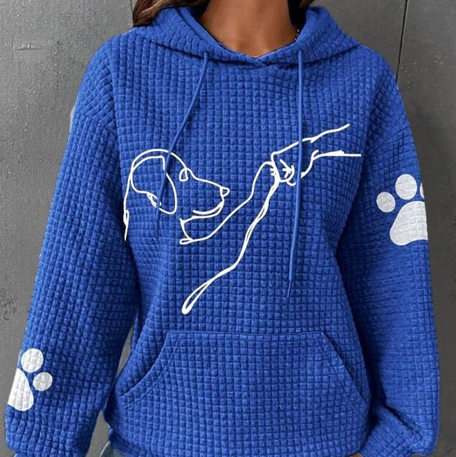 Damen - Kuscheliger Kapuzenpulli - Weicher Stoff - Süßem Hundedruck - Perfekt für gemütliche Tage