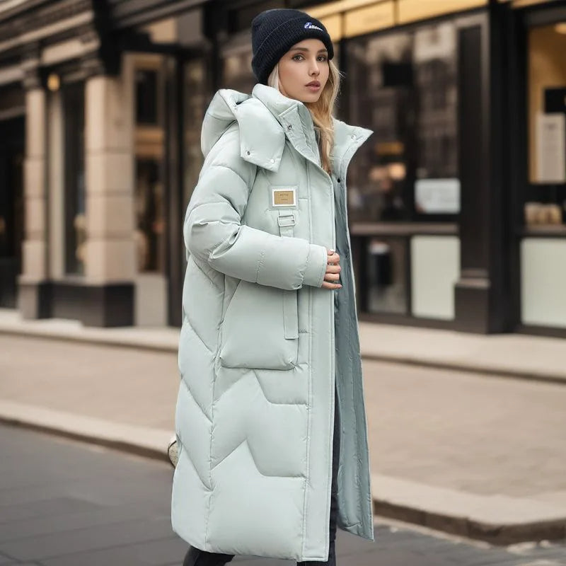 Damen - Maxi Langer gepolsterter Mantel - Kapuze - Bequemer Winterstyle für kalte Tage