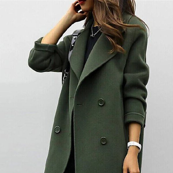 Damen - Maßgeschneiderter Wollmantel - Hoher Kragen - Stilvoller und Eleganter Wintermantel