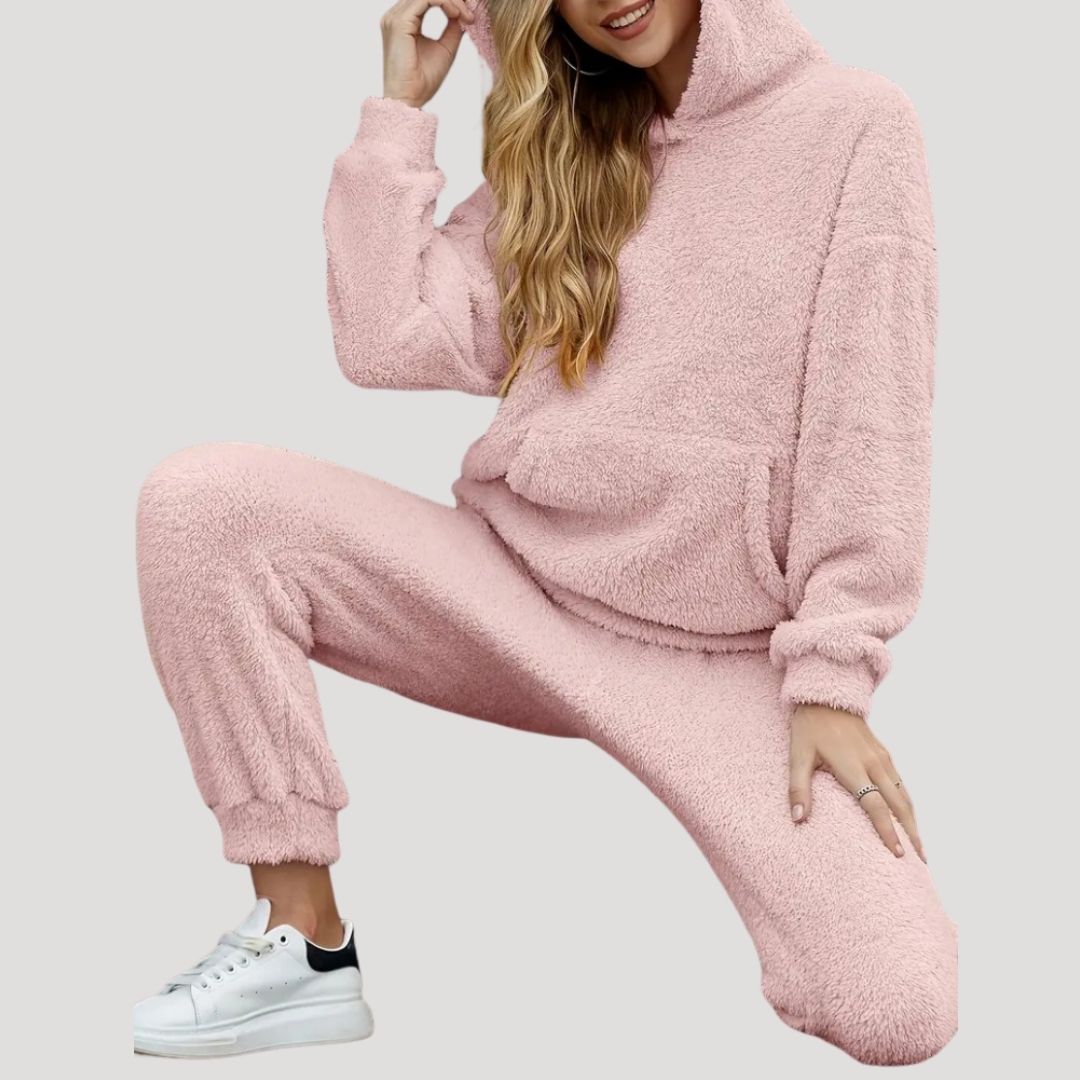 Damen - Fleece Loungewear Set - Bequem & Warm - Winter Trainingsanzug