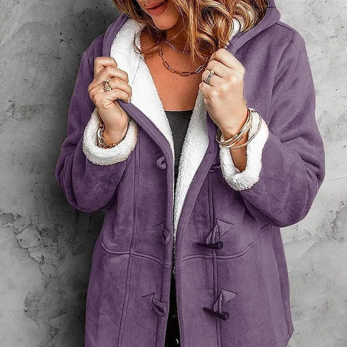 Damen - Fleecejacke - Leichtes Design - Integrierte Kapuze - Winter Style mit Kapuze