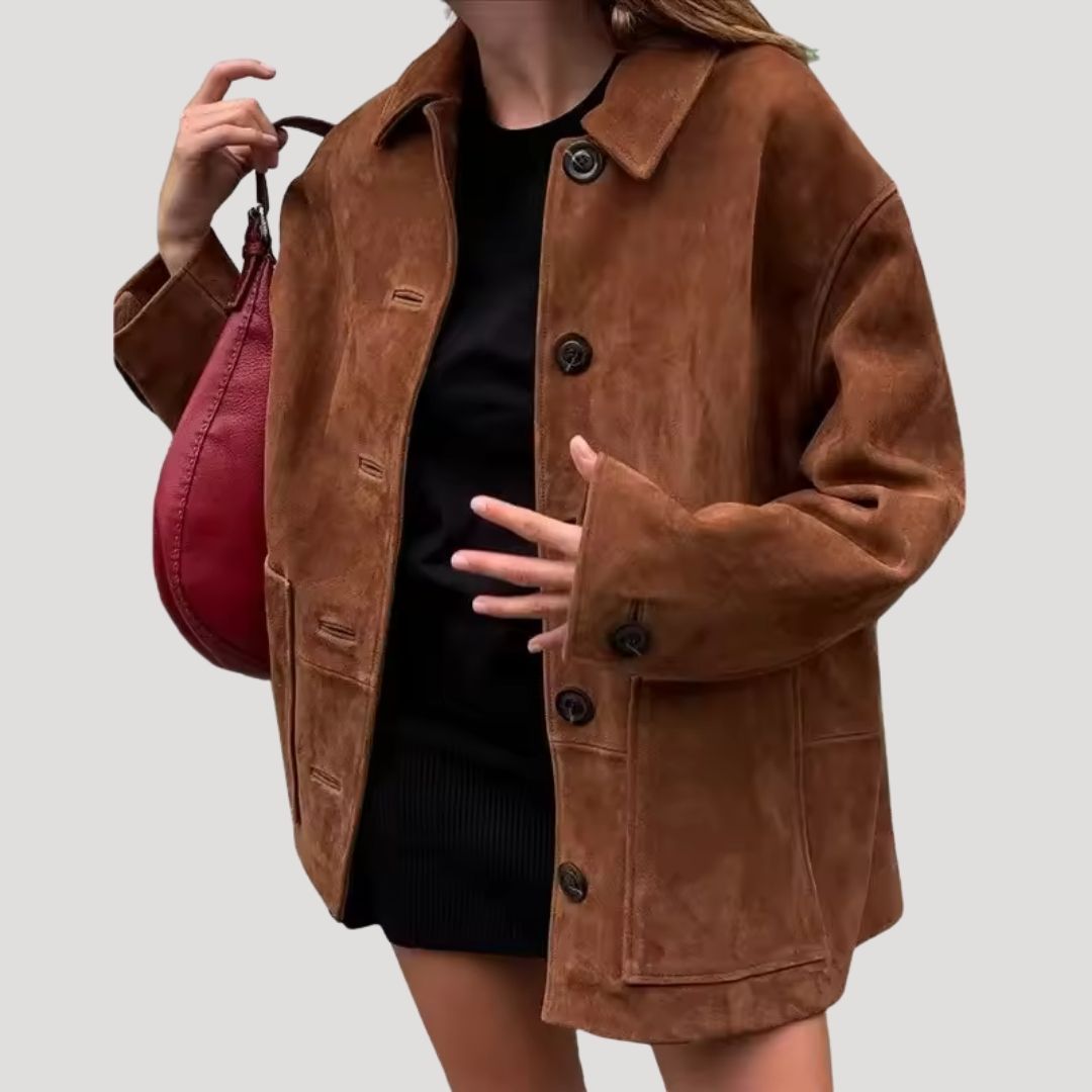 Damen - Winterjacke - Wildleder - Übergroße Still für ultimativen Komfort und Stil
