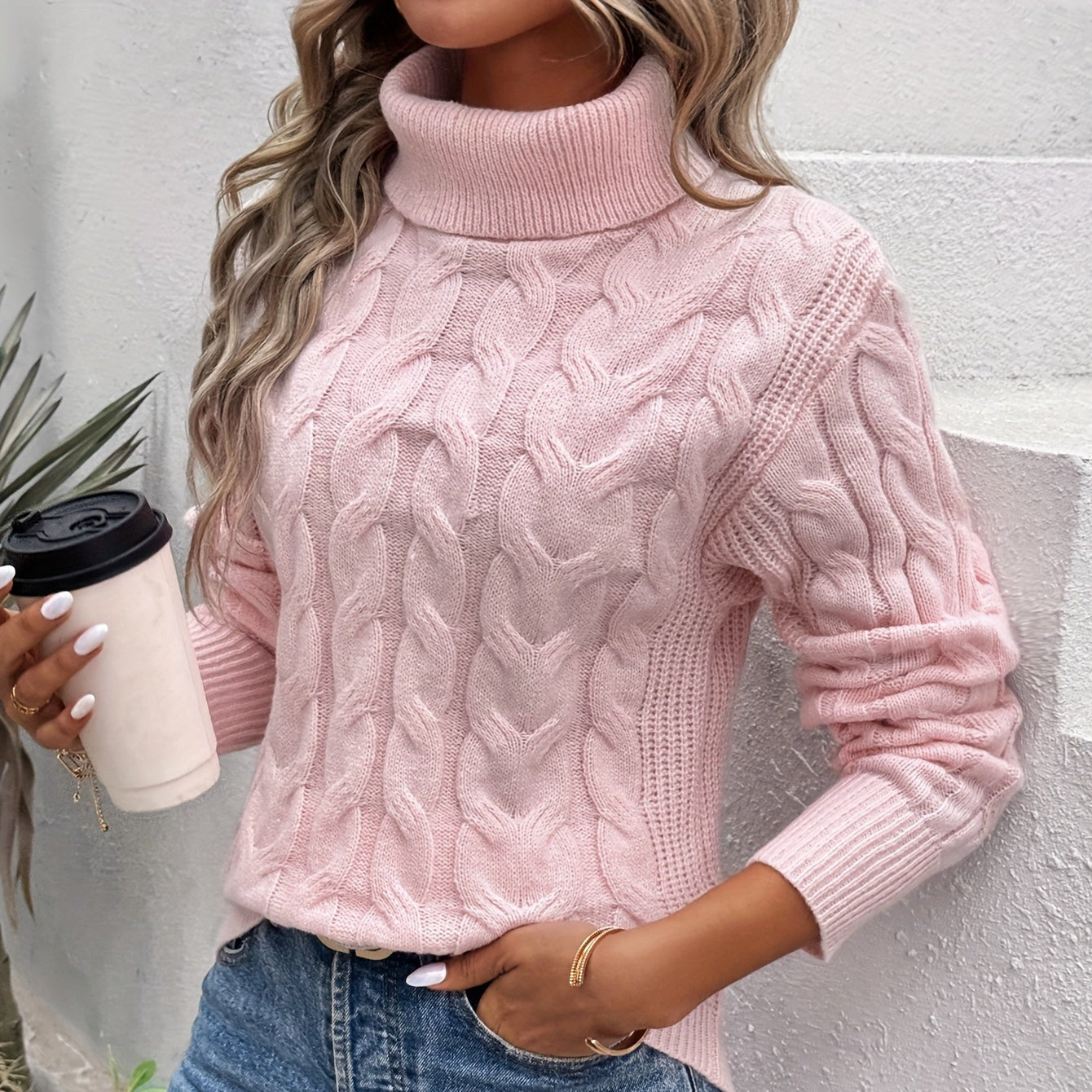 Damen - Kuscheliger Strickpullover - Rollkragen - Weicher Komfort - Perfekt für kalte Tage