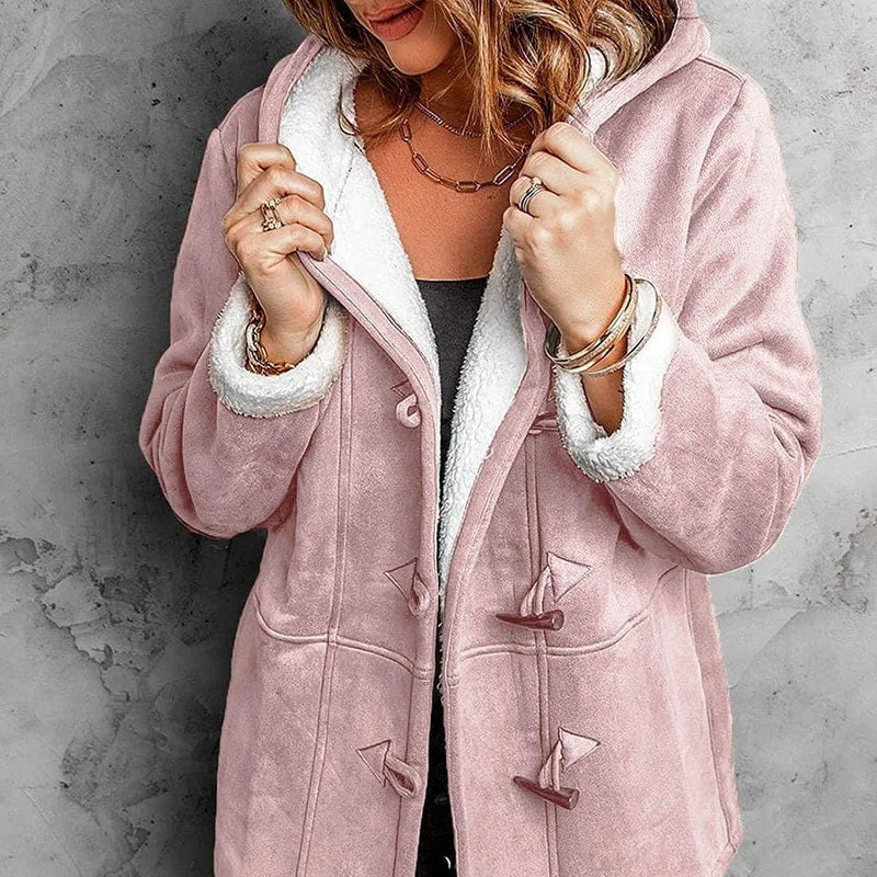 Damen - Fleecejacke - Leichtes Design - Integrierte Kapuze - Winter Style mit Kapuze