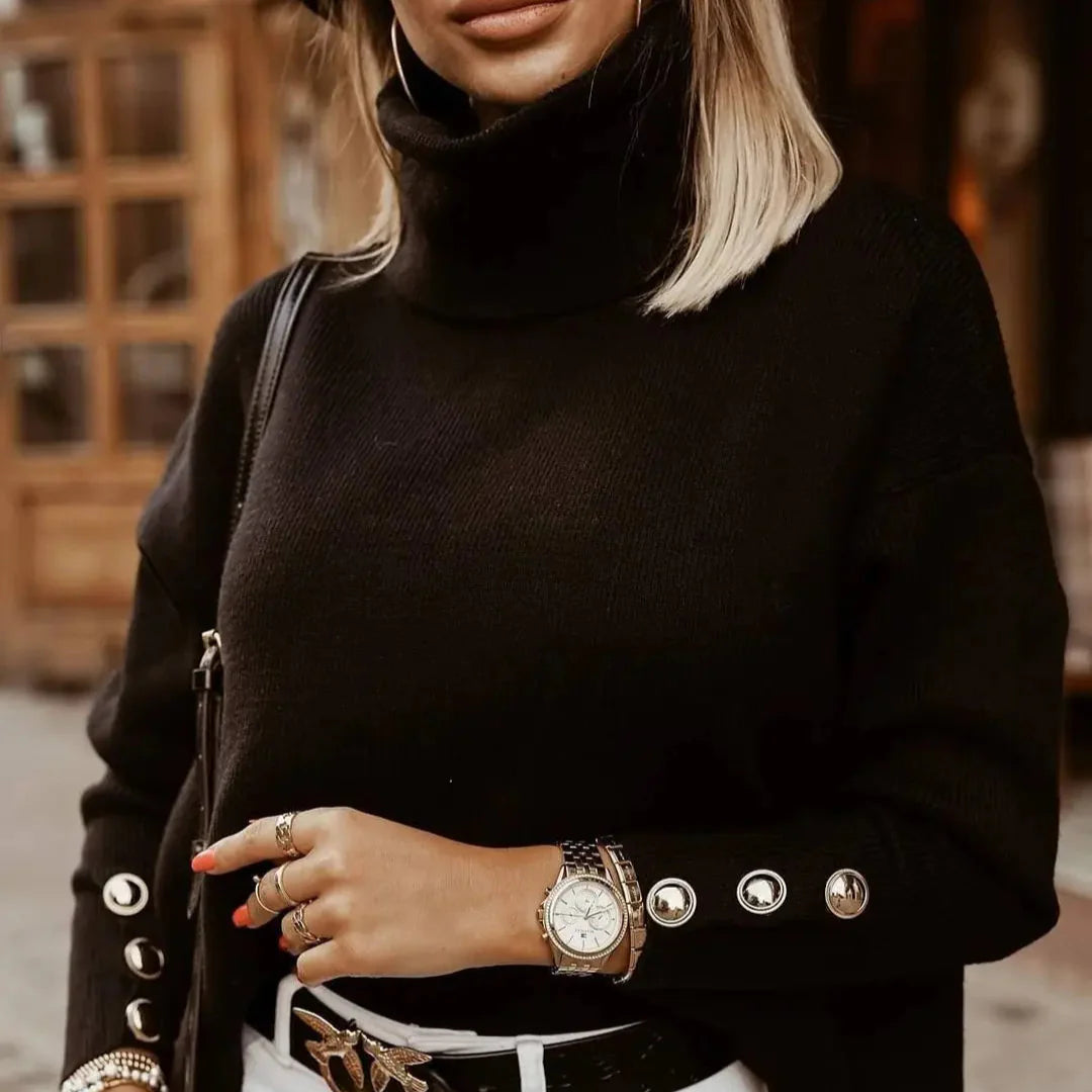 Damen - Strickpullover mit Rollkragen - Weichem Stoff - Bequemer Stil für jede Gelegenheit