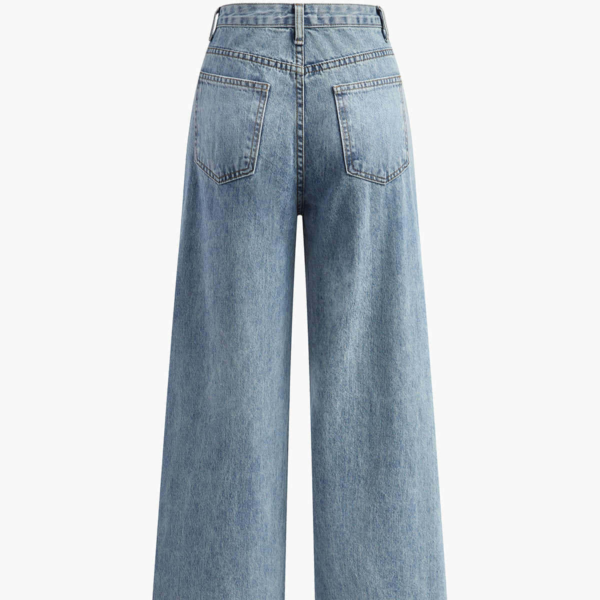 Damen - Asymmetrische Taillenweite Jeans - Polyester Denim - Breite Beine - Trendy Style für mühelosen Chic
