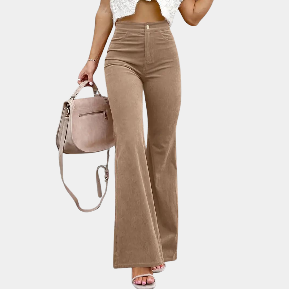 Damen - Hochtaillierte Schlaghosen - Cord Stil - Trendy und Bequem für Jedes Outfit