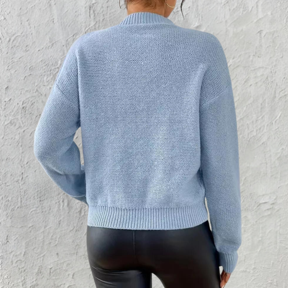 Damen - Kabelstrick Pullover - Weicher Baumwollmix - Rundhalsausschnitt für gemütliche Looks