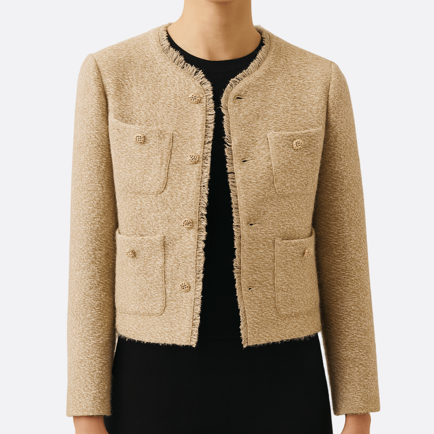 Damen - Gekürzte Tweedjacke - Eleganter Kurzmantel - Hochwertigem Material - Stilvolle Freizeitmode