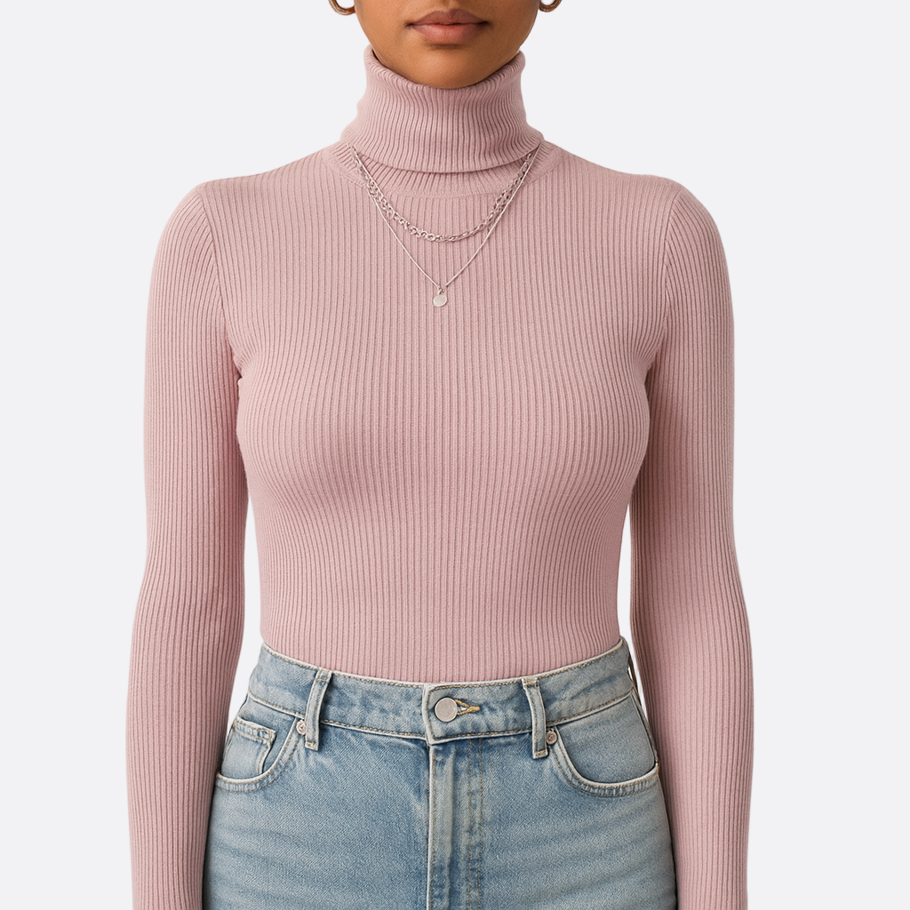 Damen - Gerippter Rollkragenpullover - Weiches Material - Modischer Komfort für jede Gelegenheit