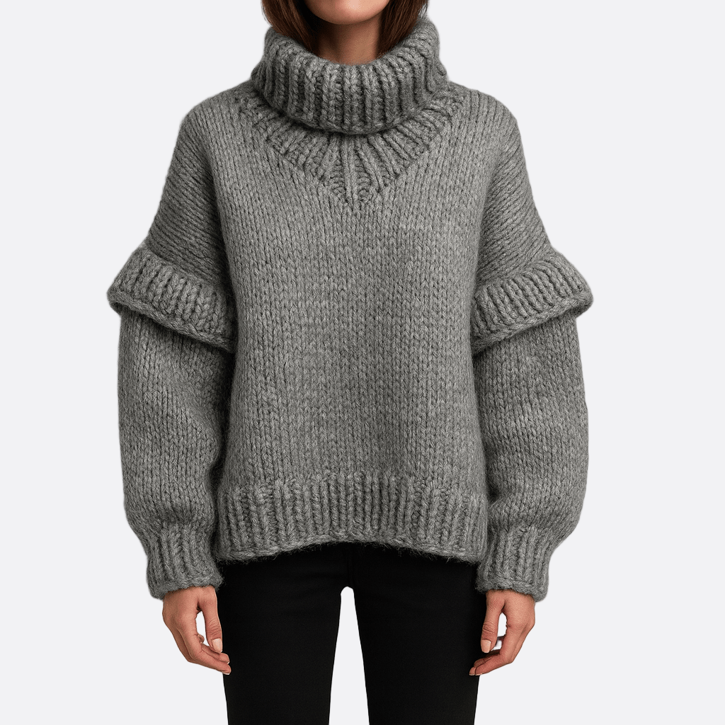 Damen - Grobstrick Rollkragenpullover - Wollmischung - Übergröße - Bequemer, stylischer Pullover für kalte Tage