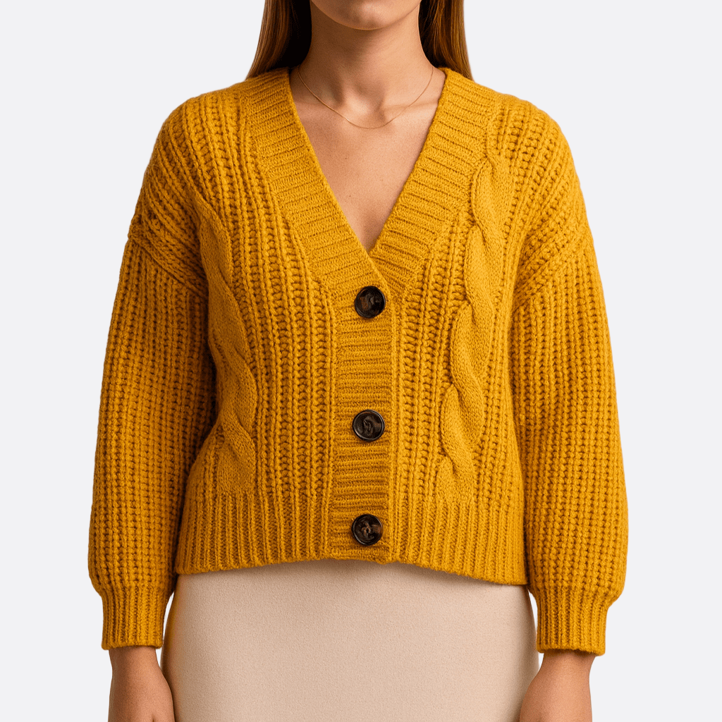 Damen - Grobstrickjacke - V-Ausschnitt - Hochwertigem Strick - Gemütlicher Strick für stilvolle Looks