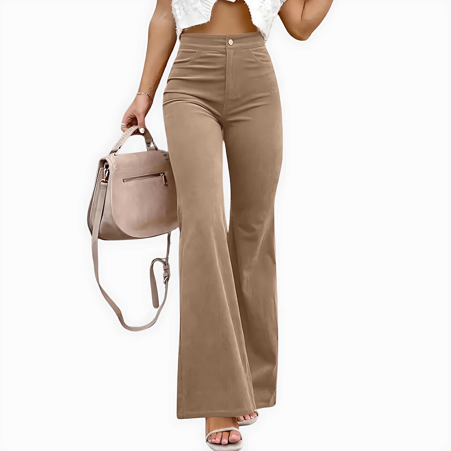 Damen - Hochtaillierte Schlaghosen - Cord Stil - Trendy und Bequem für Jedes Outfit
