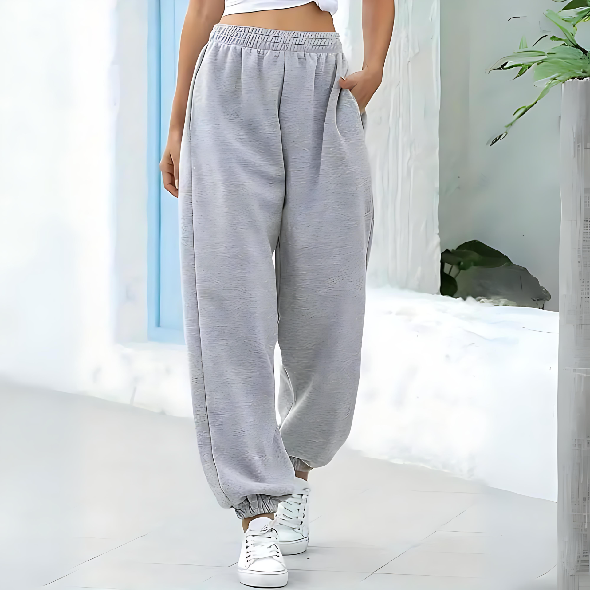 Damen - Jogginghosen - Hohe Taille - Bequemer Baggy Style für Alltag und Sport