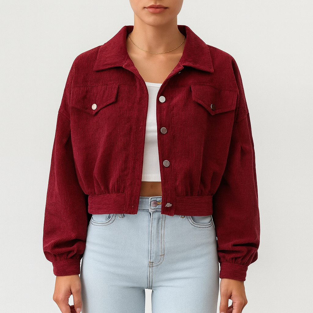 Damen - Kurze Cordjacke - Stilvoll & Vielseitig - Perfekte Ergänzung für jeden Look