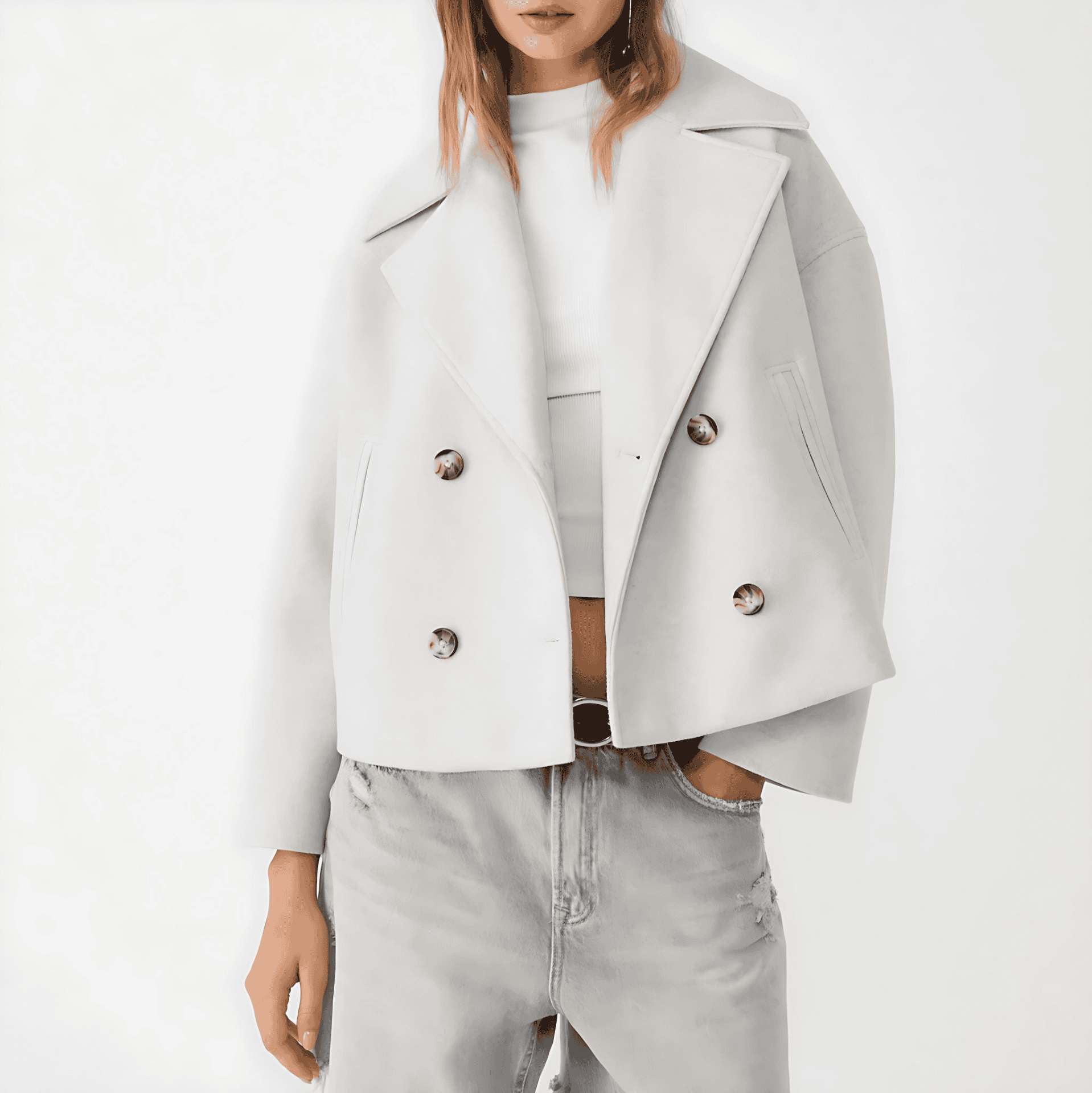 Damen - Kurze Jacke - Zweireihiger Stil - Elegante und Modische Jacke für Jeden Anlass