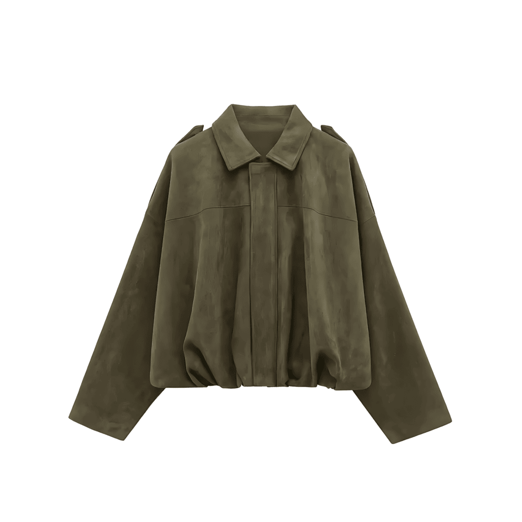 Damen - Kurze Jacke in Übergröße - Wildlederimitat - Modische und Bequeme Oberbekleidung für jeden Anlass