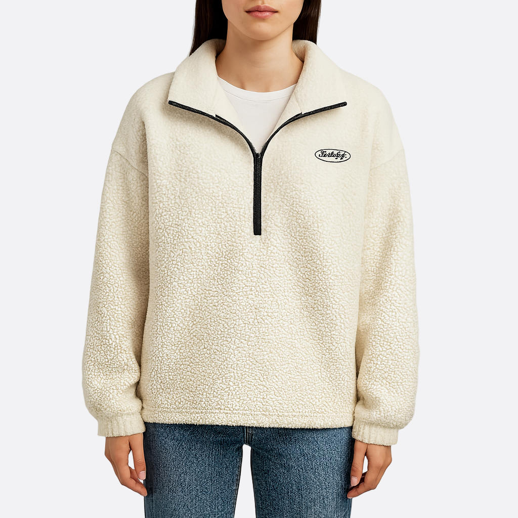 Damen - Kuscheliges Winter Sweatshirt - Halber Reißverschluss - Bequeme Freizeitmode für kalte Tage