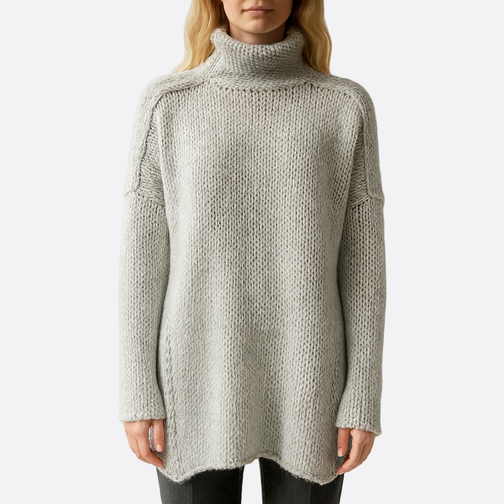 Damen - Langer Strickpullover - Weich & Stylish - Gemütlicher Look für jeden Anlass