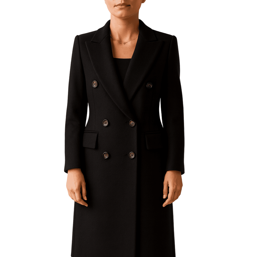 Damen - Langer Wintermantel - Zweireihiger Stil - Eleganter und warmer Begleiter für kalte Tage