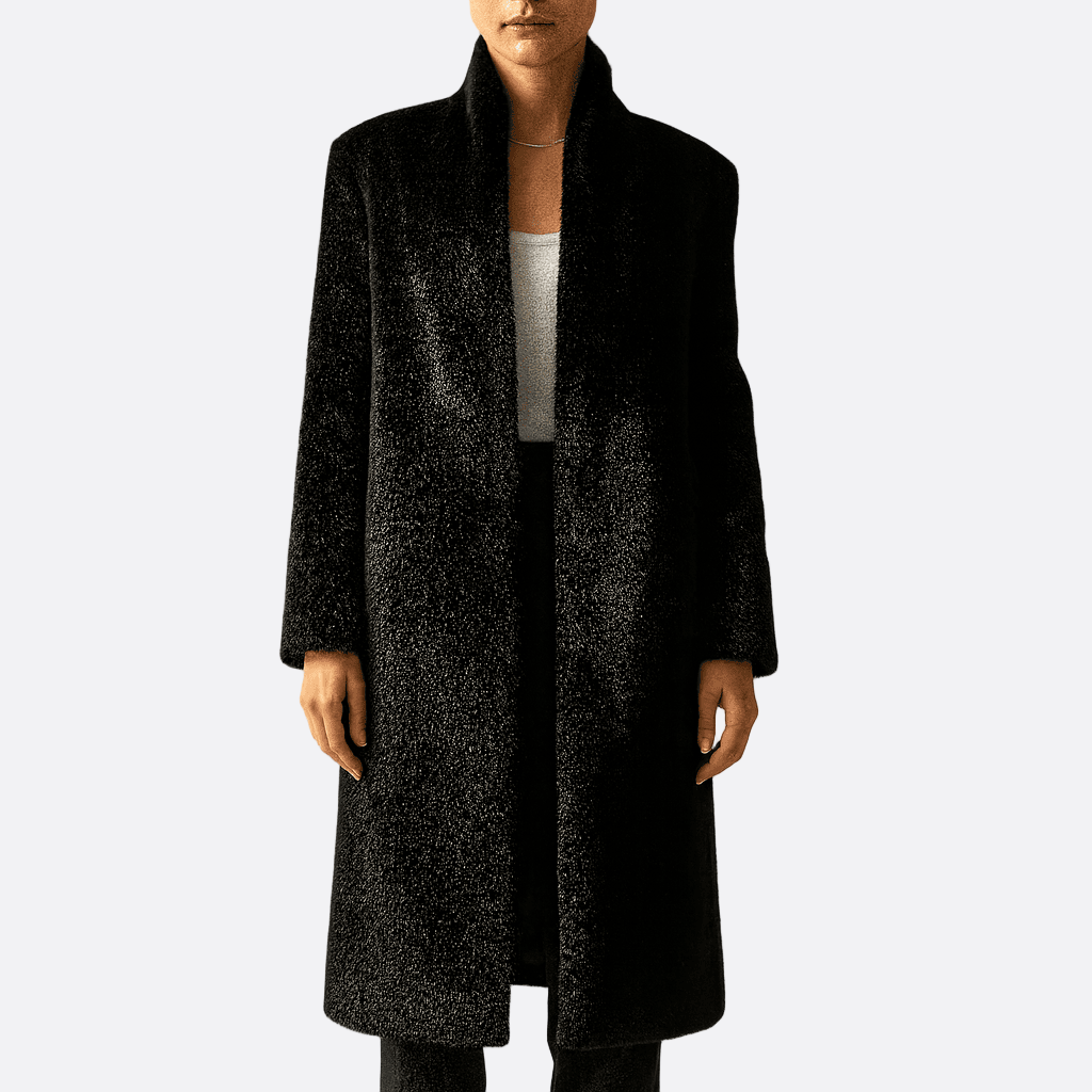 Damen - Langer schwarzer Trenchcoat - Schmale Passform - Klassischen Stil - Zeitloses für jede Garderobe