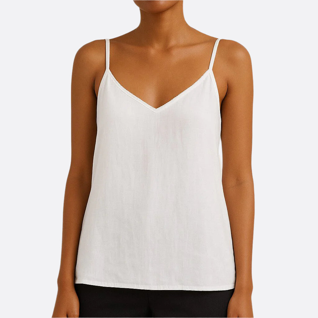 Damen - Leinen Top - Leichtem Stoff - Spaghetti Träger - Leicht, Atmungsaktiv & Ideal für den Sommer