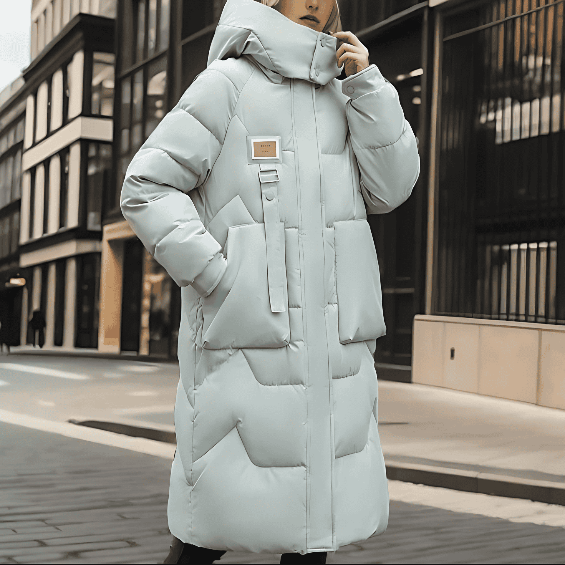 Damen - Maxi Langer gepolsterter Mantel - Kapuze - Bequemer Winterstyle für kalte Tage
