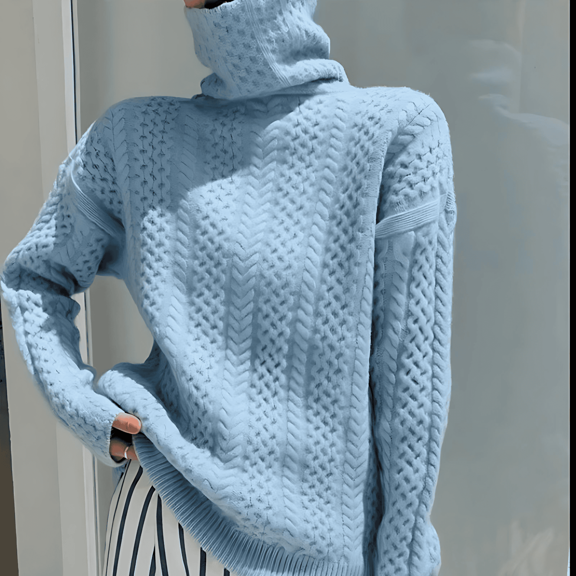 Damen - Winterpullover - Zopfstrick - Rollkragen - Gemütlicher Stil für kalte Tage