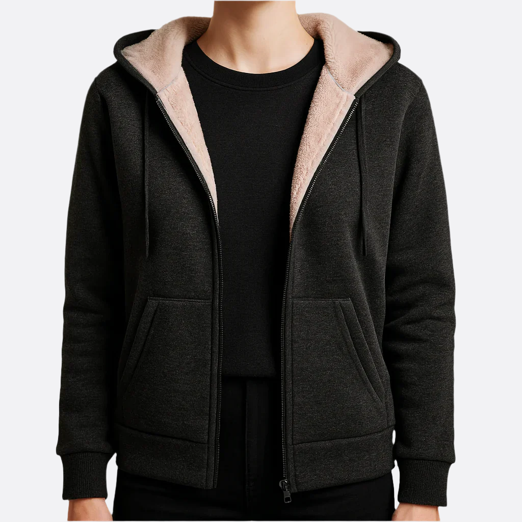 Damen - Fleecejacke - Kapuze - Bequeme lange Ärmel - Ideal für kühle Tage