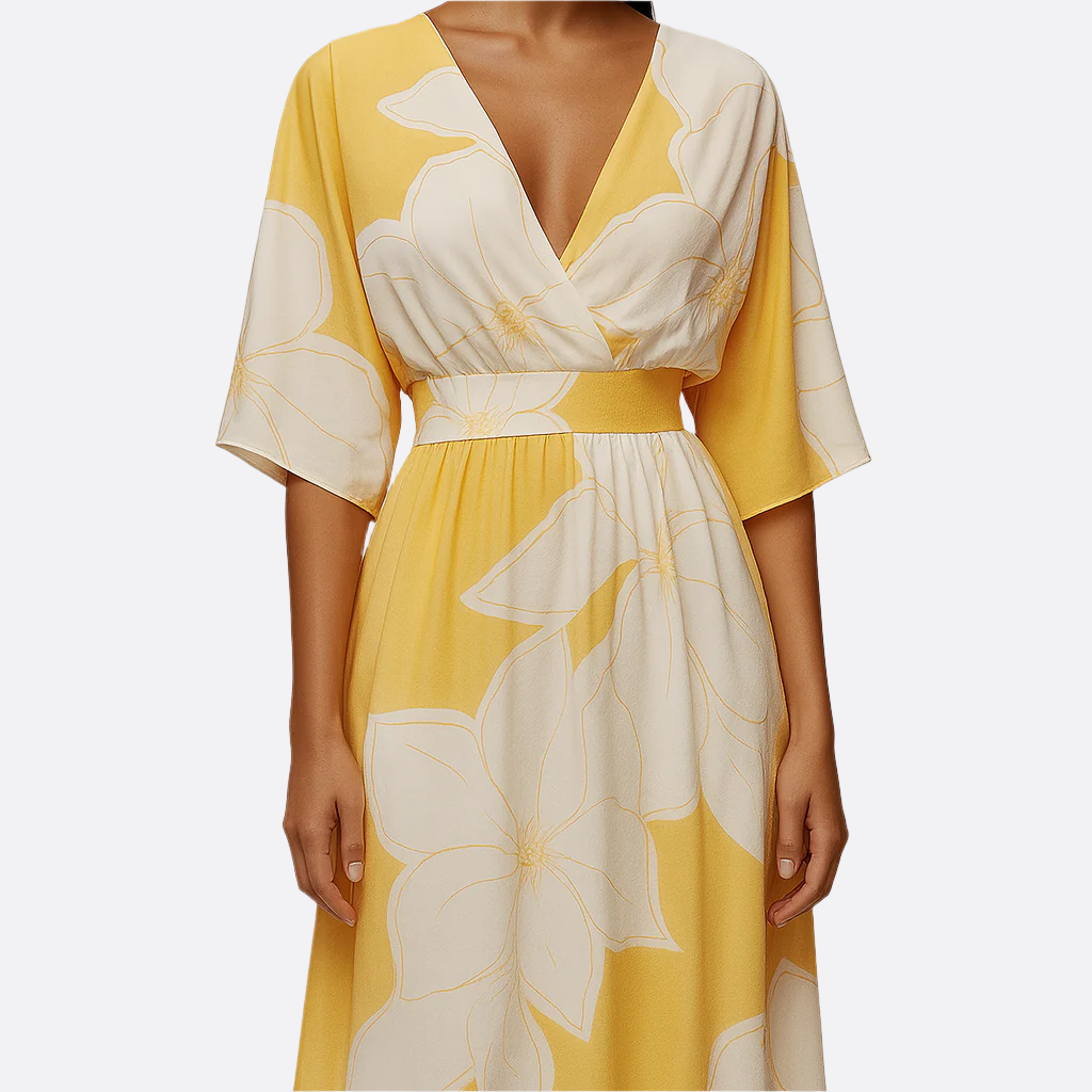 Damen - Floral Harmony Kleid - Hochwertiger Stoff - Elegantes Design - Perfekt für jeden Anlass