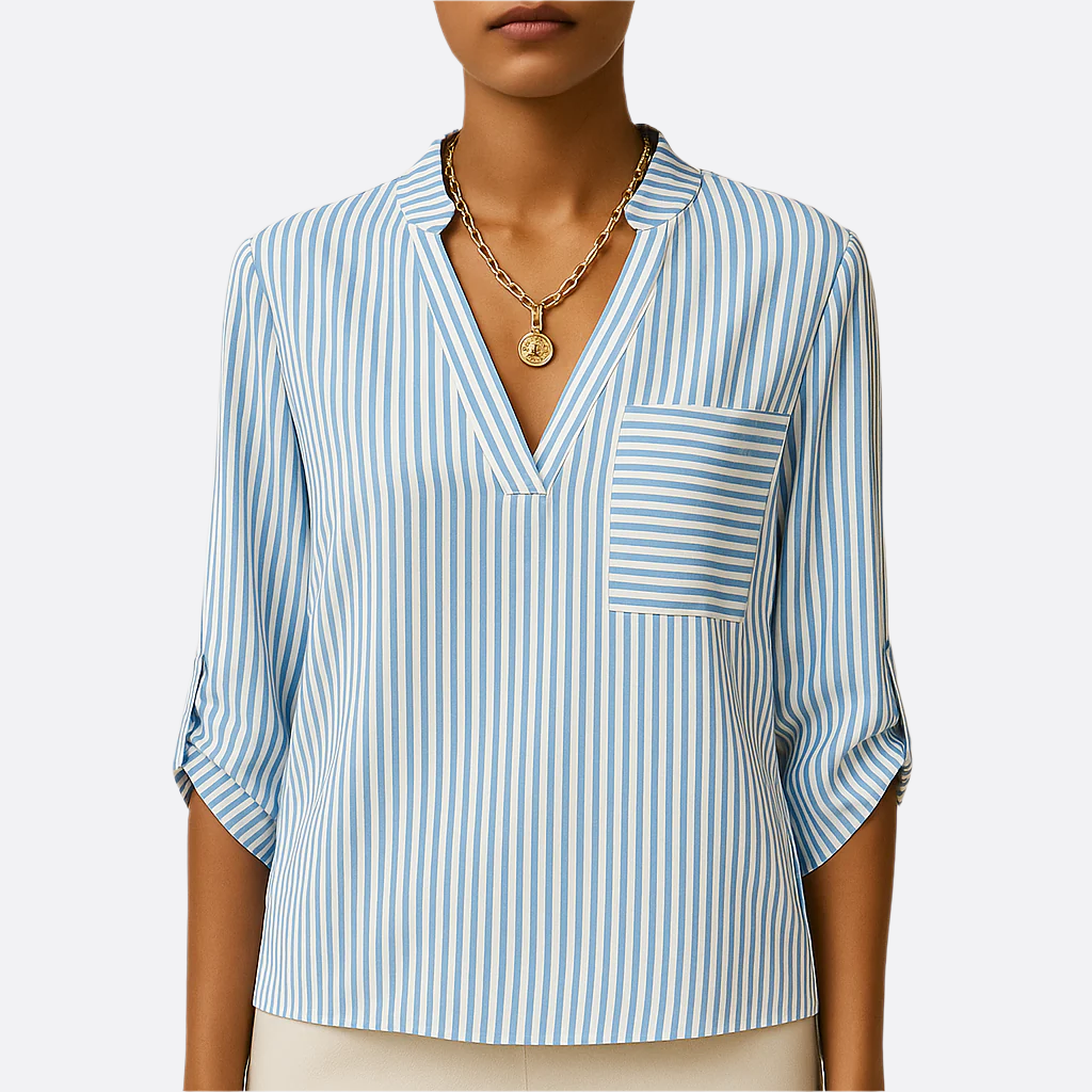 Damen - Gestreifte Bluse - Hochwertiges Material - Stilvoll & Bequem für jeden Anlass