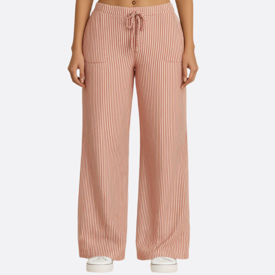 Damen - Gestreifte Hose - Bequemer Stoff - Trendy Bottoms für jeden Anlass