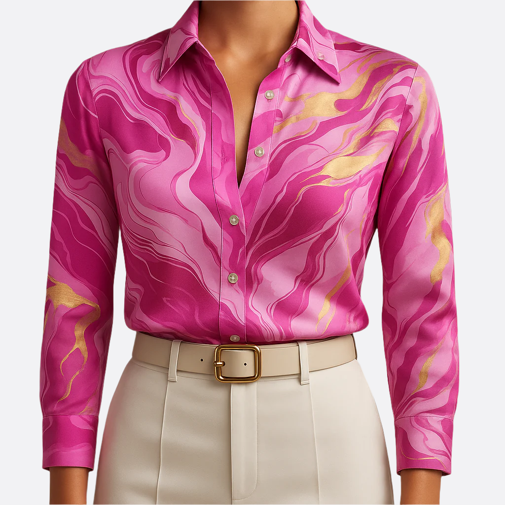 Damen - Hemd - Satinstoff - Fließendes elegantes Shirt für stilvolle Anlässe