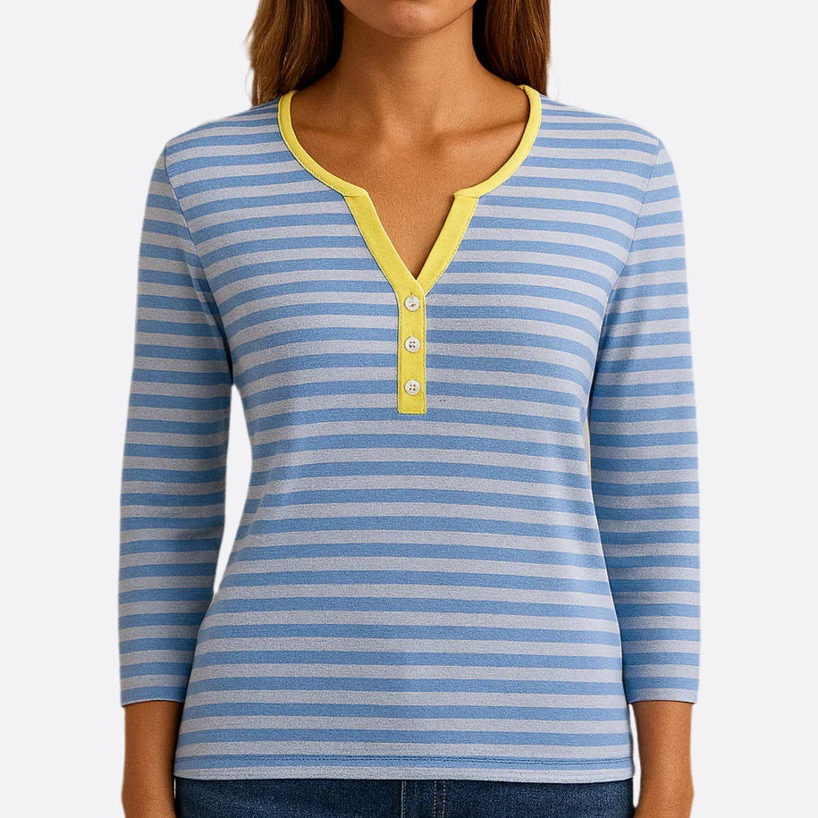 Damen - Lässiges T-Shirt - Leichte Baumwolle - V-Ausschnitt - Komfort und Stil