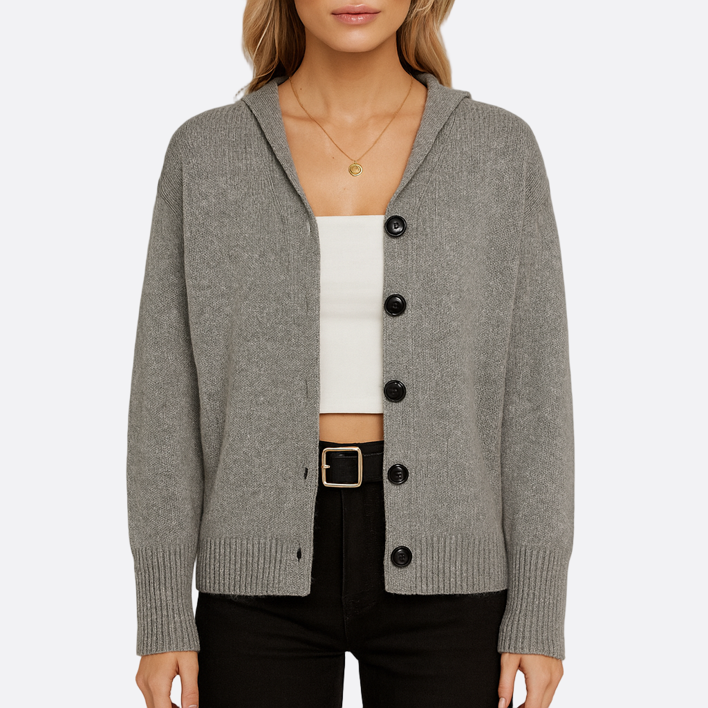 Damen - Strickjacke mit Kapuze - Bequemer Stoff - Stilvoll und Gemütlich - Perfekt für jede Gelegenheit